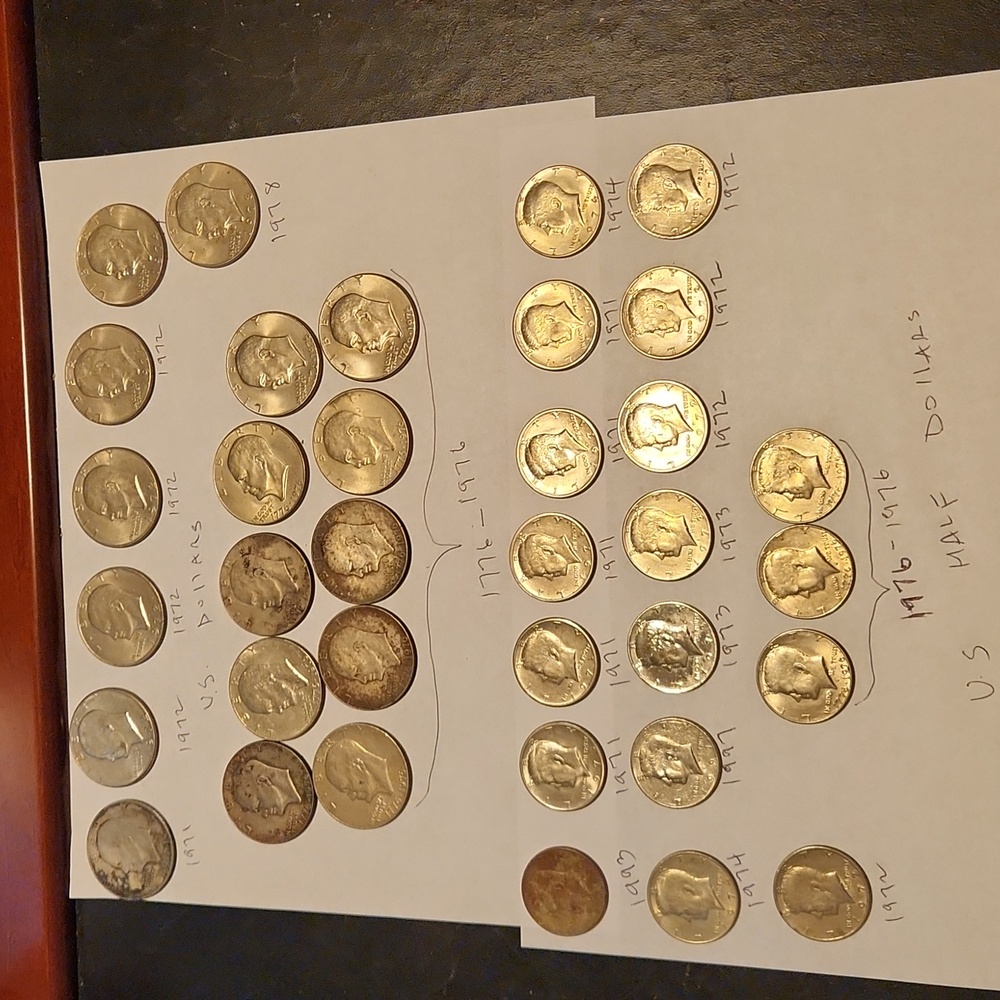 U S coin dollars and US coin half  dollars